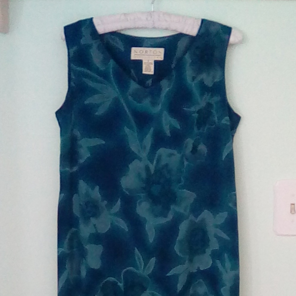 Teal Flower Sleeveless Dress